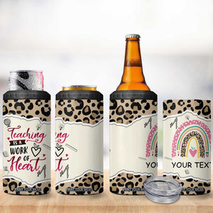 Personalized Inspirational Teacher Quote 4 in 1 Can Cooler Tumbler Teaching Is A Work Of Heart TS04 Print Your Wear