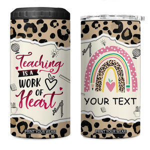 Personalized Inspirational Teacher Quote 4 in 1 Can Cooler Tumbler Teaching Is A Work Of Heart TS04 One Size: 16 oz Multicolor Print Your Wear