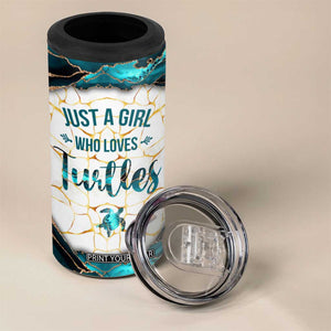Personalized Just A Girl Who Loves Turtles 4 in 1 Can Cooler Tumbler Quote Design TS04 Print Your Wear