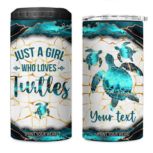 Personalized Just A Girl Who Loves Turtles 4 in 1 Can Cooler Tumbler Quote Design TS04 One Size: 16 oz Multicolor Print Your Wear