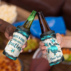 Personalized Just A Girl Who Loves Turtles 4 in 1 Can Cooler Tumbler Quote Design TS04 Print Your Wear