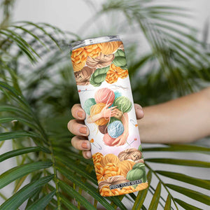 Personalized Knitting Hug Skinny Tumbler with Cozy Craft Theme Design TS04 Print Your Wear