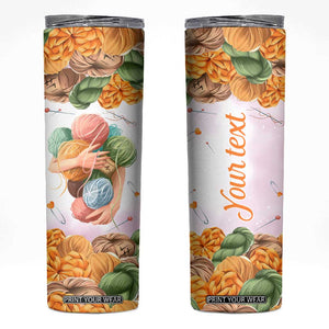 Personalized Knitting Hug Skinny Tumbler with Cozy Craft Theme Design TS04 Multicolor Print Your Wear