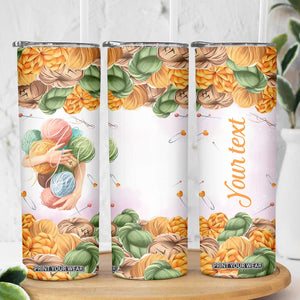 Personalized Knitting Hug Skinny Tumbler with Cozy Craft Theme Design TS04 Print Your Wear