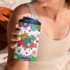 Personalized Knitting Lover 4 in 1 Can Cooler Tumbler with Yarn and Needles Illustration TS04 Print Your Wear