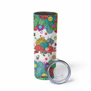 Personalized Knitting Lover Skinny Tumbler with Yarn and Needles Illustration TS04 Print Your Wear