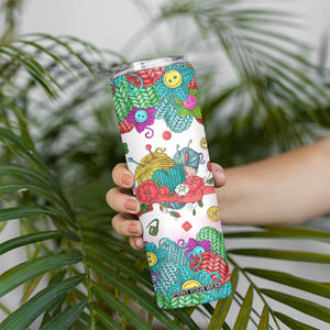 Personalized Knitting Lover Skinny Tumbler with Yarn and Needles Illustration TS04 Print Your Wear