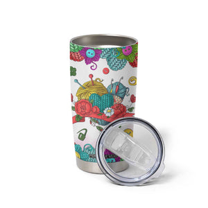 Personalized Knitting Lover Tumbler Cup with Yarn and Needles Illustration TS04 Print Your Wear