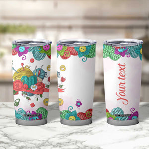 Personalized Knitting Lover Tumbler Cup with Yarn and Needles Illustration TS04 Print Your Wear