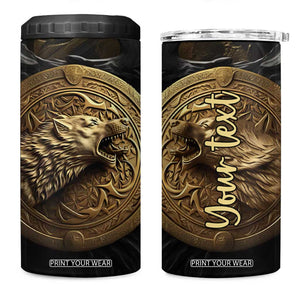 Personalized Knotwork Fenrir Wolf 4 in 1 Can Cooler Tumbler with Golden Metallic Style TS04 One Size: 16 oz Multicolor Print Your Wear