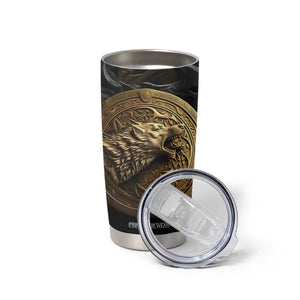 Personalized Knotwork Fenrir Wolf Tumbler Cup with Golden Metallic Style TS04 Print Your Wear