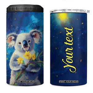 Personalized Koala 4 in 1 Can Cooler Tumbler with Flower and Starry Night Background TS04 One Size: 16 oz Multicolor Print Your Wear