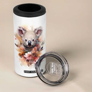 Personalized Koala 4 in 1 Can Cooler Tumbler with Vintage Floral Style Illustration TS04 Print Your Wear