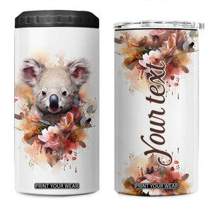 Personalized Koala 4 in 1 Can Cooler Tumbler with Vintage Floral Style Illustration TS04 One Size: 16 oz Multicolor Print Your Wear