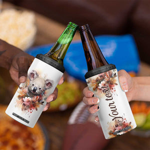 Personalized Koala 4 in 1 Can Cooler Tumbler with Vintage Floral Style Illustration TS04 Print Your Wear