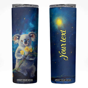 Personalized Koala Skinny Tumbler with Flower and Starry Night Background TS04 Multicolor Print Your Wear