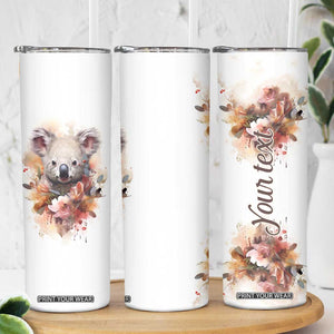 Personalized Koala Skinny Tumbler with Vintage Floral Style Illustration TS04 Print Your Wear
