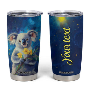 Personalized Koala Tumbler Cup with Flower and Starry Night Background TS04 Multicolor Print Your Wear