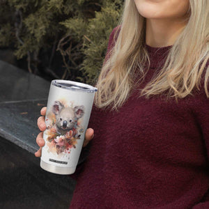 Personalized Koala Tumbler Cup with Vintage Floral Style Illustration TS04 Print Your Wear