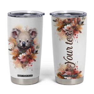 Personalized Koala Tumbler Cup with Vintage Floral Style Illustration TS04 Multicolor Print Your Wear
