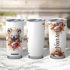 Personalized Koala Tumbler Cup with Vintage Floral Style Illustration TS04 Print Your Wear