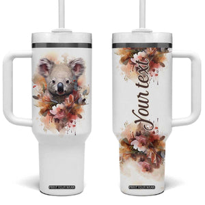 Personalized Koala Tumbler With Handle with Vintage Floral Style Illustration TS04 One Size: 40 oz Multicolor Print Your Wear