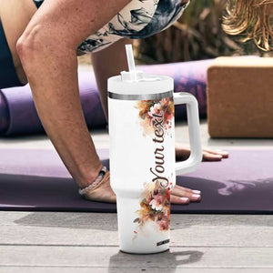 Personalized Koala Tumbler With Handle with Vintage Floral Style Illustration TS04 Print Your Wear