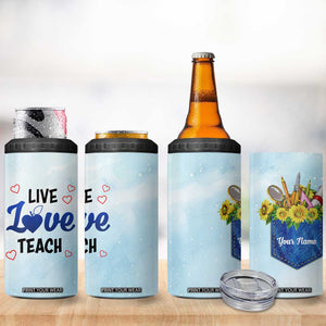 Personalized Live Love Teach 4 in 1 Can Cooler Tumbler Inspirational Teacher Design TS04 Print Your Wear