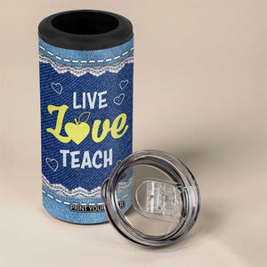 Personalized Live Love Teach 4 in 1 Can Cooler Tumbler Motivational Typography Style TS04 Print Your Wear