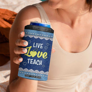 Personalized Live Love Teach 4 in 1 Can Cooler Tumbler Motivational Typography Style TS04 Print Your Wear