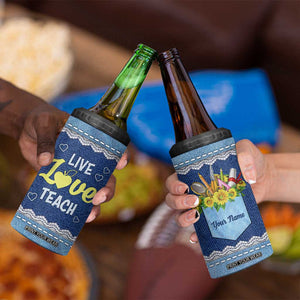 Personalized Live Love Teach 4 in 1 Can Cooler Tumbler Motivational Typography Style TS04 Print Your Wear