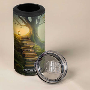 Personalized Magical Tree 4 in 1 Can Cooler Tumbler with Book Staircase and Lantern Fantasy Art TS04 Print Your Wear