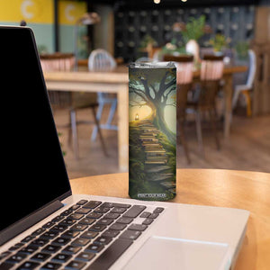 Personalized Magical Tree Skinny Tumbler with Book Staircase and Lantern Fantasy Art TS04 Print Your Wear
