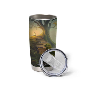 Personalized Magical Tree Tumbler Cup with Book Staircase and Lantern Fantasy Art TS04 Print Your Wear