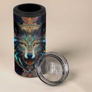 Personalized Mandala Wolf 4 in 1 Can Cooler Tumbler with Intricate Pattern Illustration TS04 Print Your Wear