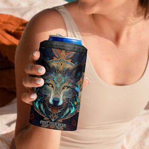 Personalized Mandala Wolf 4 in 1 Can Cooler Tumbler with Intricate Pattern Illustration TS04 Print Your Wear