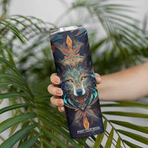 Personalized Mandala Wolf Skinny Tumbler with Intricate Pattern Illustration TS04 Print Your Wear