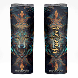 Personalized Mandala Wolf Skinny Tumbler with Intricate Pattern Illustration TS04 Multicolor Print Your Wear