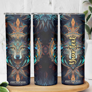 Personalized Mandala Wolf Skinny Tumbler with Intricate Pattern Illustration TS04 Print Your Wear