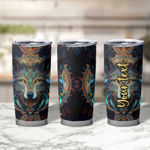Personalized Mandala Wolf Tumbler Cup with Intricate Pattern Illustration TS04 Print Your Wear