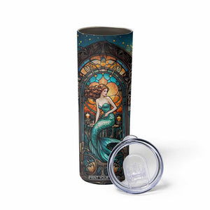Personalized Mermaid Skinny Tumbler with Stained Glass Style Illustration TS04 Print Your Wear