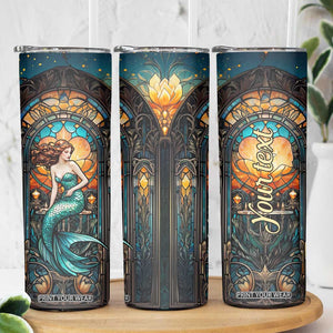 Personalized Mermaid Skinny Tumbler with Stained Glass Style Illustration TS04 Print Your Wear