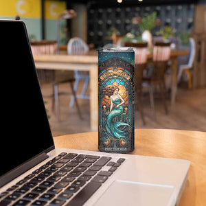 Personalized Mermaid Skinny Tumbler with Stained Glass Style Illustration TS04 Print Your Wear