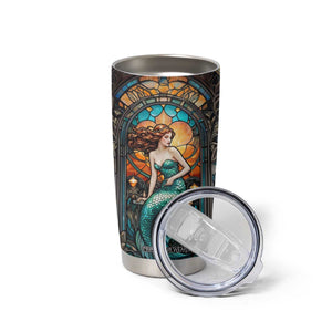 Personalized Mermaid Tumbler Cup with Stained Glass Style Illustration TS04 Print Your Wear
