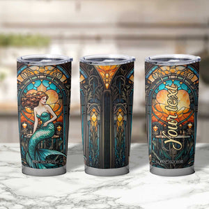 Personalized Mermaid Tumbler Cup with Stained Glass Style Illustration TS04 Print Your Wear