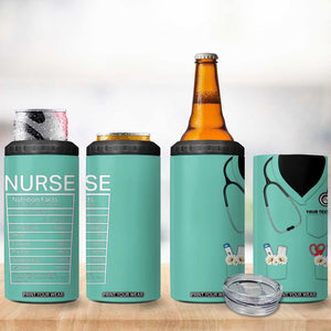 Personalized Nurse 4 in 1 Can Cooler Tumbler Nutrition Facts Uniform Design TS04 Print Your Wear
