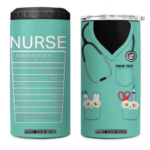 Personalized Nurse 4 in 1 Can Cooler Tumbler Nutrition Facts Uniform Design TS04 One Size: 16 oz Multicolor Print Your Wear
