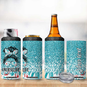 Personalized Nurse Life 4 in 1 Can Cooler Tumbler with Bold Quote Illustration TS04 Print Your Wear