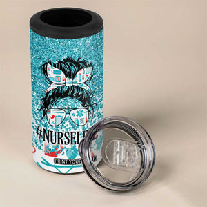 Personalized Nurse Life 4 in 1 Can Cooler Tumbler with Bold Quote Illustration TS04 Print Your Wear