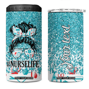 Personalized Nurse Life 4 in 1 Can Cooler Tumbler with Bold Quote Illustration TS04 One Size: 16 oz Multicolor Print Your Wear